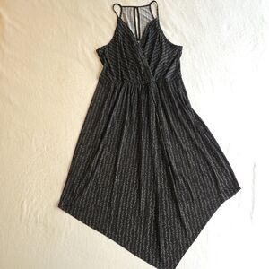 BCBGeneration Black and White Spaghetti Strap Twinkle Midi Dress Fairy Hem Y2K